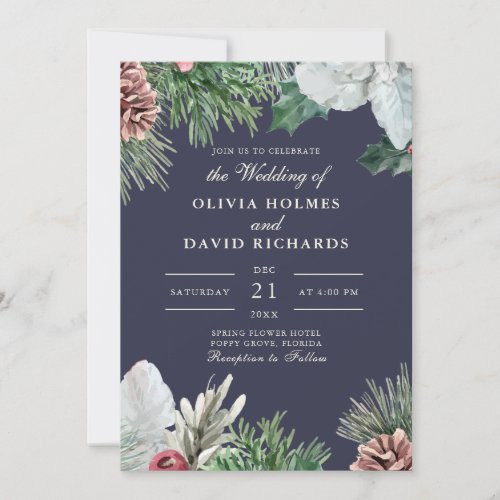 Winter Greenery Wedding Invitation