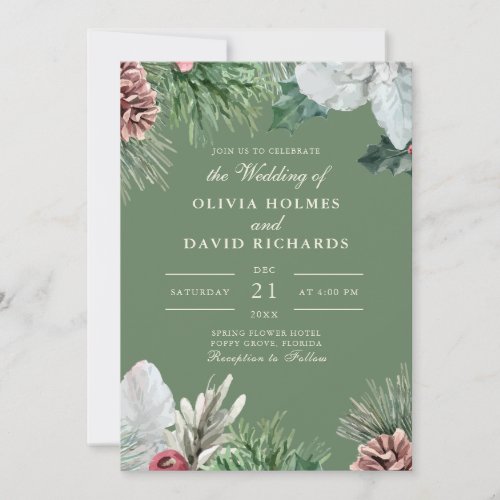 Winter Greenery Wedding Invitation