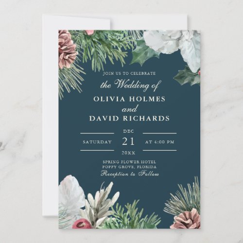 Winter Greenery Wedding Invitation