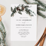 Winter Greenery Wedding Invitation<br><div class="desc">Celebrate your wedding in style with this minimalist rustic winter wedding invitation featuring a watercolor pine and eucalyptus twig with cotton flowers and elegant handwriting calligraphy.</div>