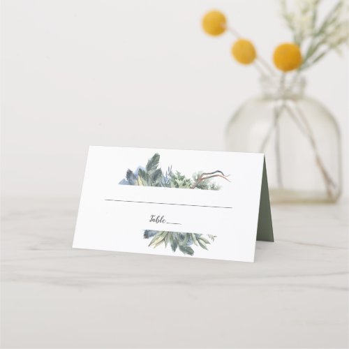 Winter Greenery Wedding Place Card