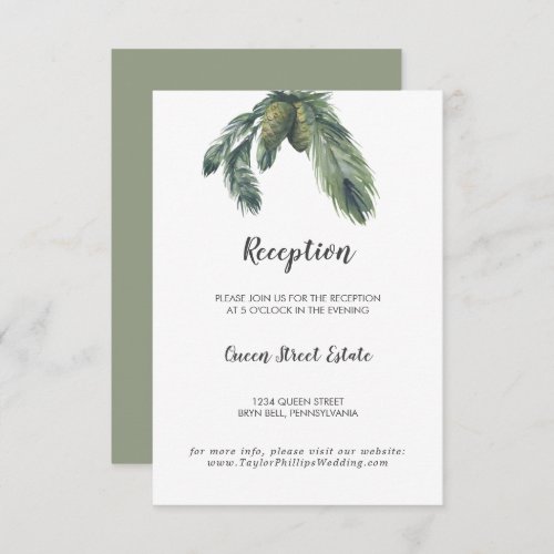 Winter Greenery Wedding Reception Enclosure Card
