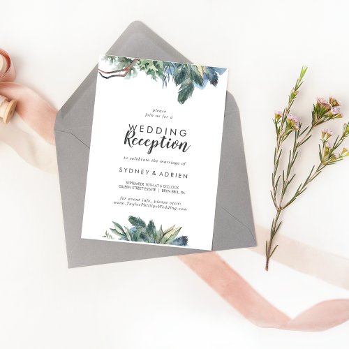 Winter Greenery Wedding Reception Only Invitation