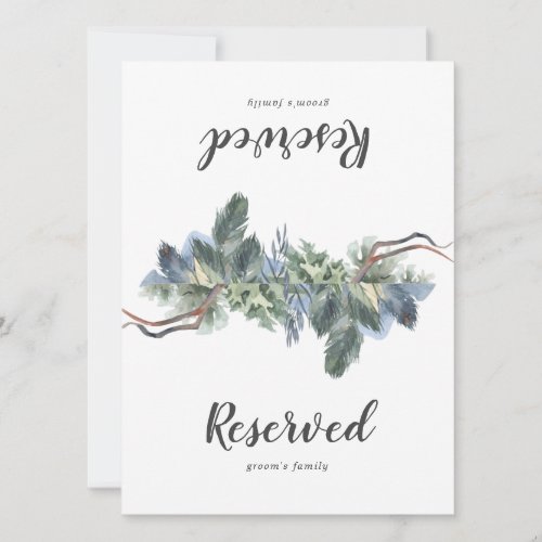 Winter Greenery Wedding Reserved Sign