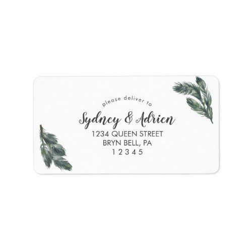 Winter Greenery Wedding RSVP Address Label