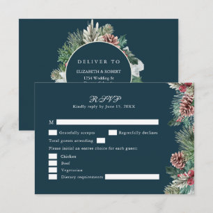 Winter Greenery Wedding RSVP Card