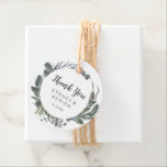 Winter Greenery Wedding Thank You Favor Tags<br><div class="desc">These winter greenery wedding thank you favor tags are perfect for an elegant wedding. The modern fall or winter design features simple watercolor greenery and dark olive leaves with a rustic holiday feel.</div>