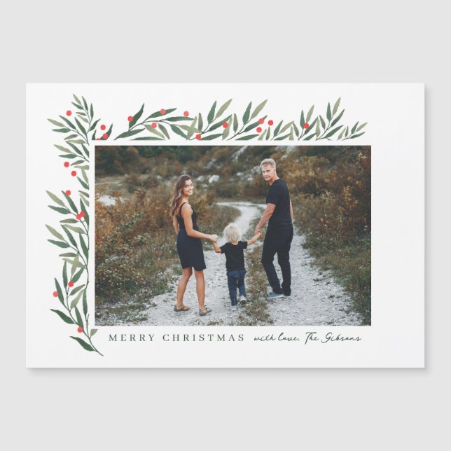 Winter Greenery White Photo Christmas (Front)