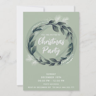 Winter greenery wreath corporate Christmas party Invitation
