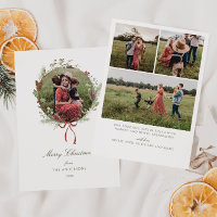 Winter Greenery Wreath Red Bow Photo