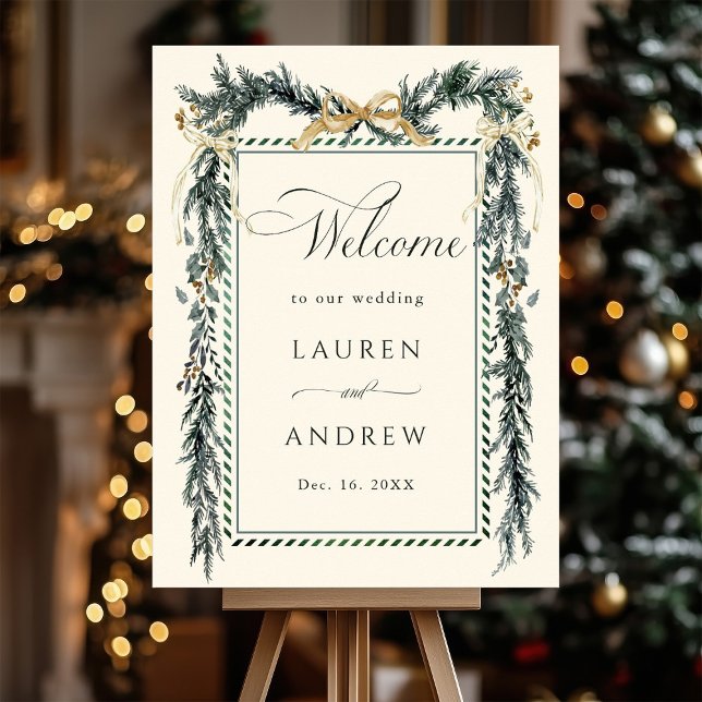Winter Greens Garland Wedding Welcome Ivory Poster (Creator Uploaded)