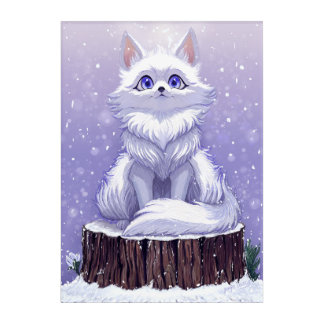 Winter Guardian :Whimsical Arctic Fox wildlife Acrylic Print