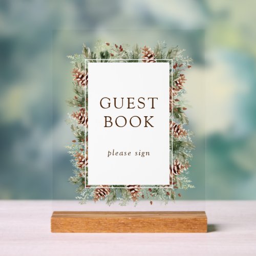 Winter Guest Book Acrylic Sign