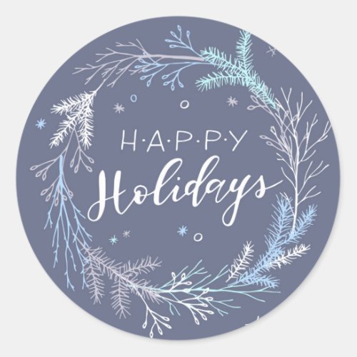 Winter Happy Holidays Classic Round Sticker
