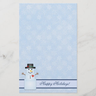Winter Happy Holidays Snowman Stationery
