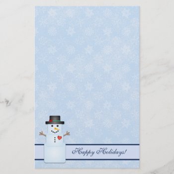 Winter Happy Holidays Snowman Stationery by mariannegilliand at Zazzle