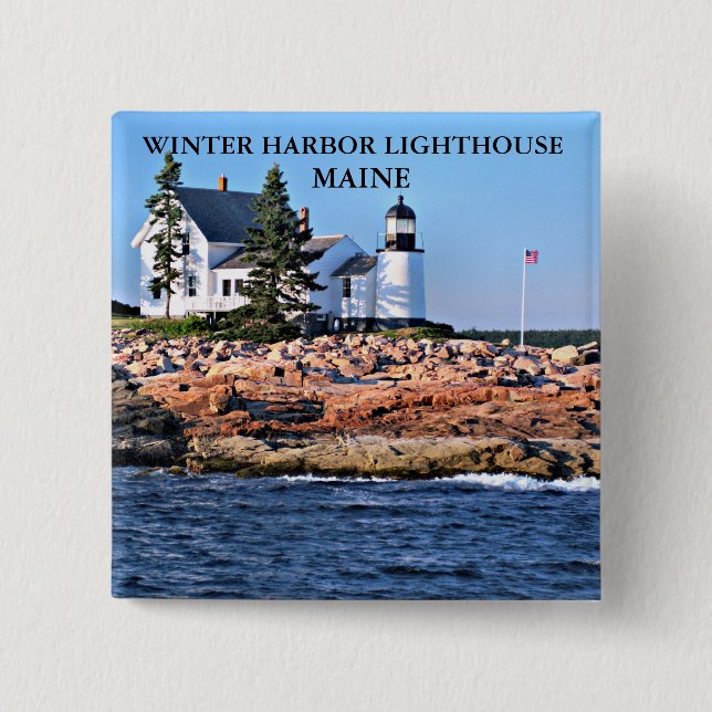 Winter Harbor Lighthouse, Maine Button (Front)