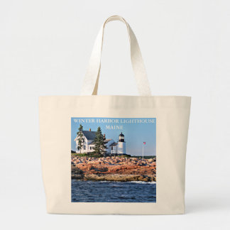 Winter Harbor Lighthouse, Maine Large Tote Bag