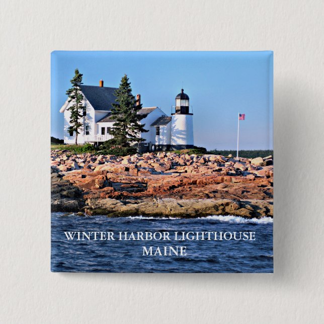 Winter Harbor Lighthouse, Maine Pinback Button (Front)