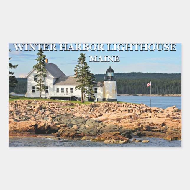 Winter Harbor Lighthouse, Maine Rectangular Sticker (Front)