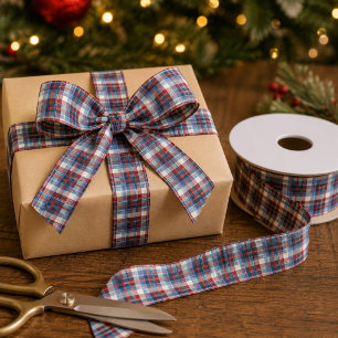 Winter Harbor Plaid Satin Ribbon