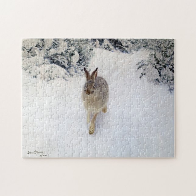 Winter Hare (Rabbit), Bruno Liljefors Jigsaw Puzzle (Horizontal)