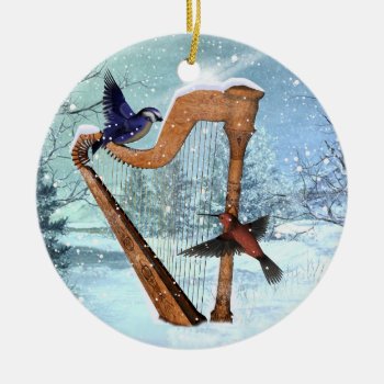 Winter Harp Ornament Customize by RenderlyYours at Zazzle