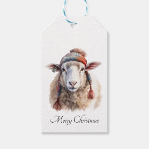 Winter Hat Christmas Sheep Custom Text Gift Tags