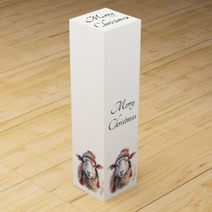 Winter Hat Christmas Sheep Custom Text Wine Box
