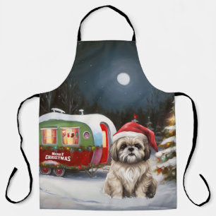 Winter Havanese Caravan Christmas Adventure Apron