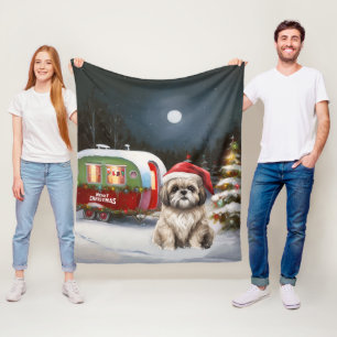 Winter Havanese Caravan Christmas Adventure Fleece Blanket