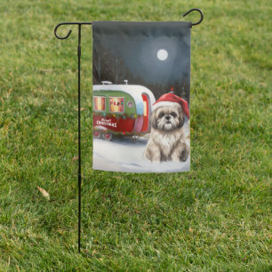 Winter Havanese Caravan Christmas Adventure Garden Flag