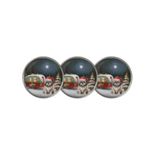 Winter Havanese Caravan Christmas Adventure Golf Ball Marker