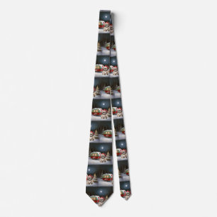 Winter Havanese Caravan Christmas Adventure Neck Tie