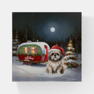 Winter Havanese Caravan Christmas Adventure Paperweight