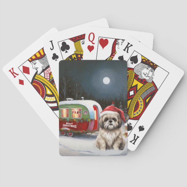 Winter Havanese Caravan Christmas Adventure Poker Cards (Back)