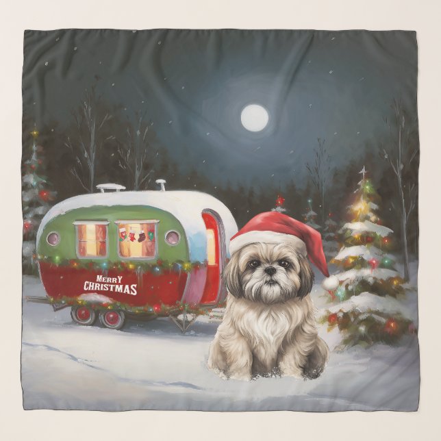 Winter Havanese Caravan Christmas Adventure Scarf (Front)