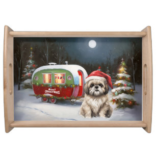 Winter Havanese Caravan Christmas Adventure Serving Tray