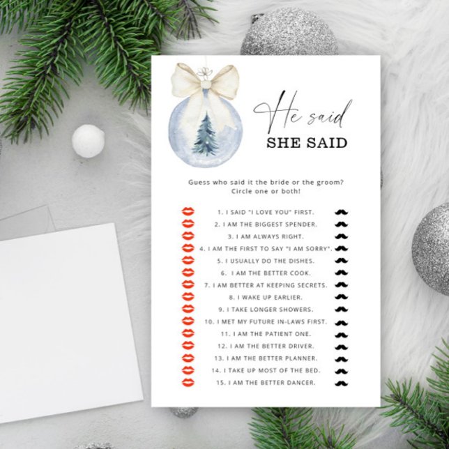 Winter He said she said bridal shower game (Creator Uploaded)