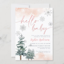 Winter Hello Baby, Girl Baby Shower Invitation