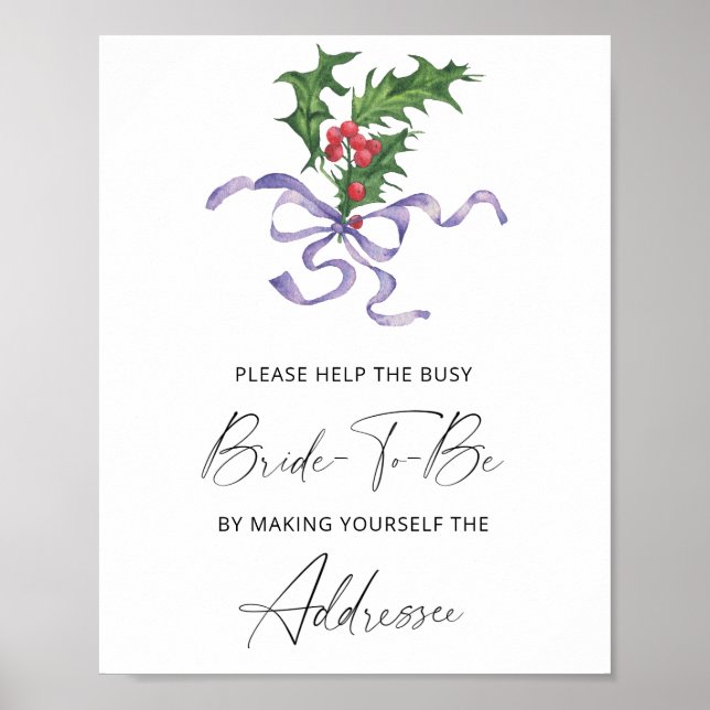 Winter - help the busy bride Address Poster (Front)