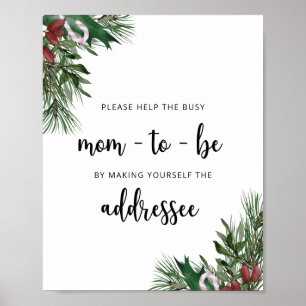 Winter Help the Busy Mom-to-Be Address an Envelop Poster