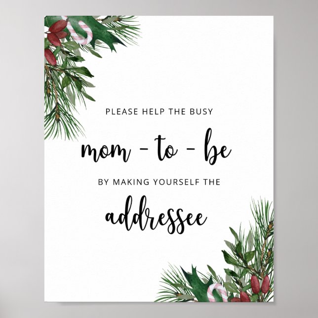Winter Help the Busy Mom-to-Be Address an Envelop Poster (Front)