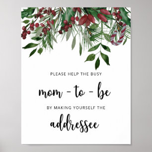 Winter Help the Busy Mom-to-Be Address an Envelope Poster