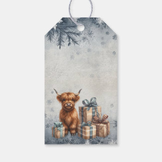 Winter Highland Cow Blue Gifts Gift Tags