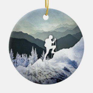 Winter Hike Ceramic Ornament