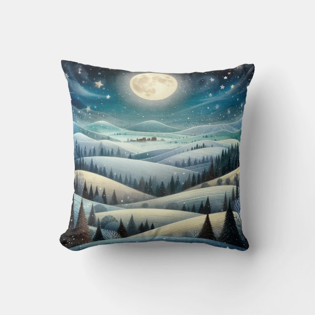 Winter Hillsides Throw Pillow (Front)
