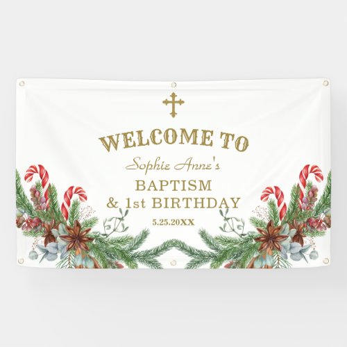 Winter Holiday 1st Birthday Baptism Welcome Sign