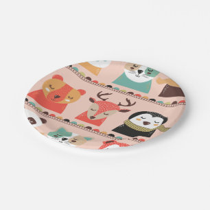 Winter Holiday Animals Paper Plates