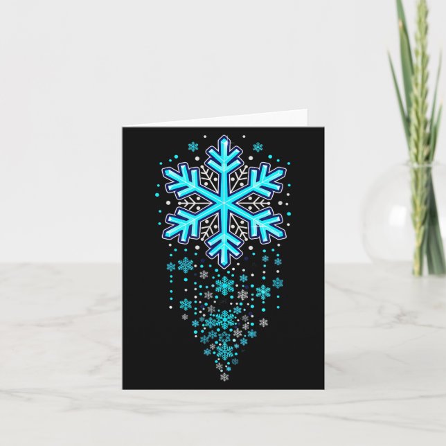 Winter Holiday Apparel - Blue Snowflake Cascade, I Card (Front)